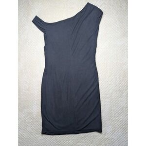 Free People One Shoulder Ruched Bodycon Dress Gray Modal Stretch Midi Small